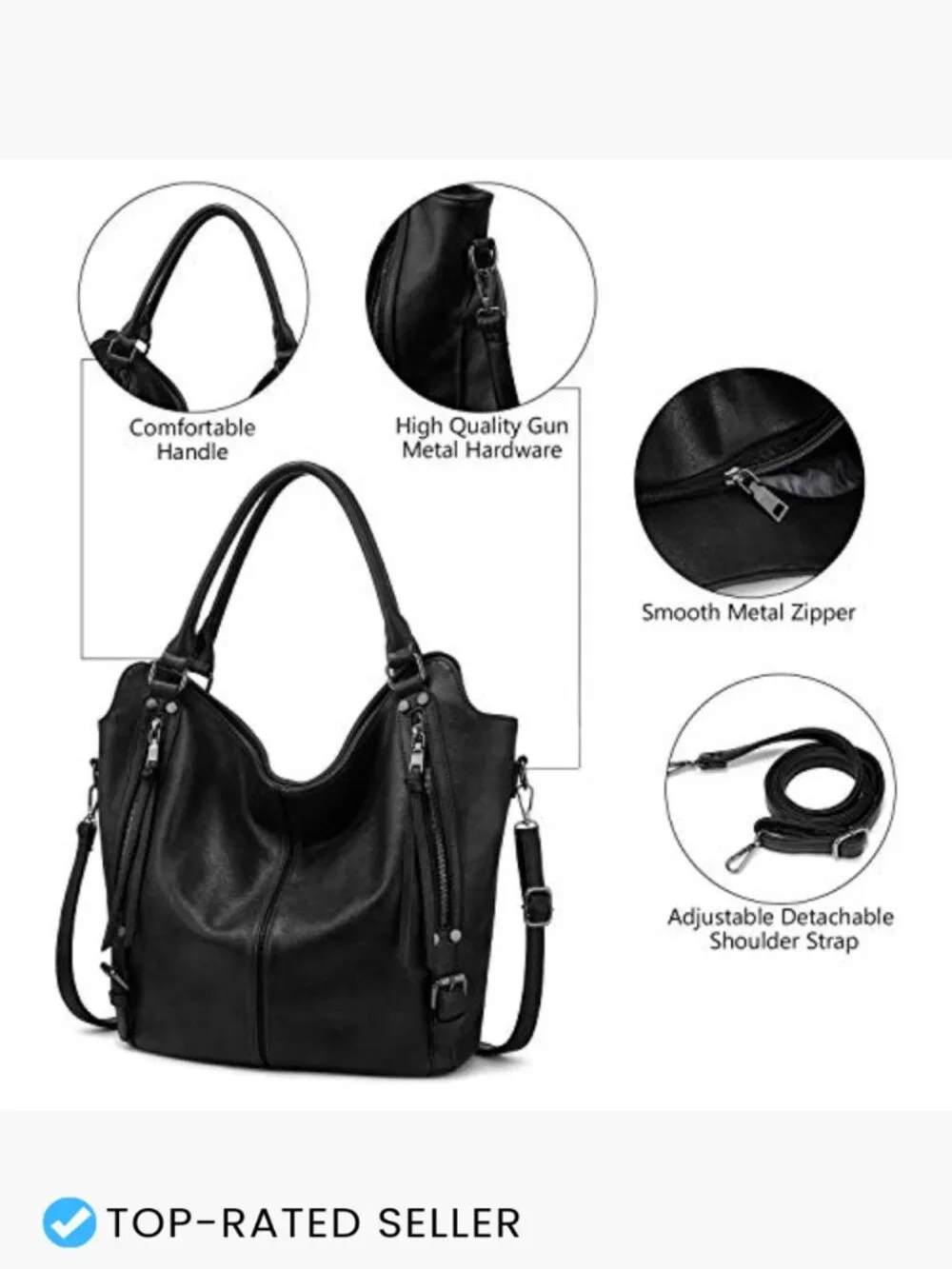Large Hobo Shoulder Bag Women Anti Scratch PU Leather Tote Handbag Adjustable